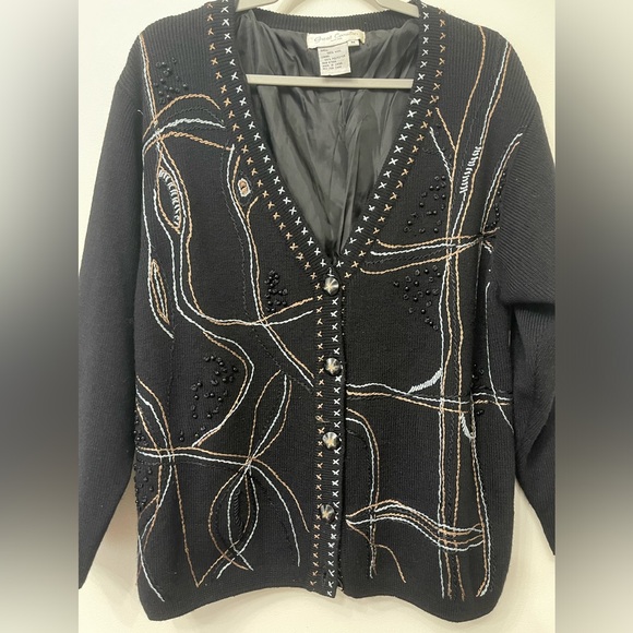 Great Cavalier by St.Paul Beaded and Embroidered Wool Button Up Cardigan - Picture 4 of 6